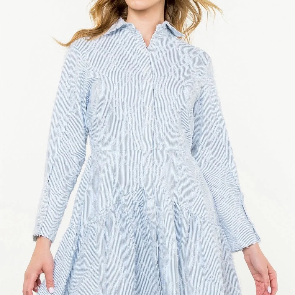 THML Alaya Striped Fringe Dress